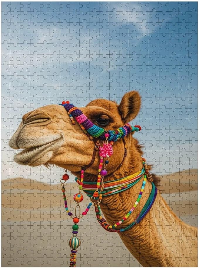 Camel in The Desert Wooden Puzzle 500 Pieces Jigsaw Puzzles for Adults Puzzle Educational Toys Challenging Fun Games Gifts for Elders Kids Family and Friends