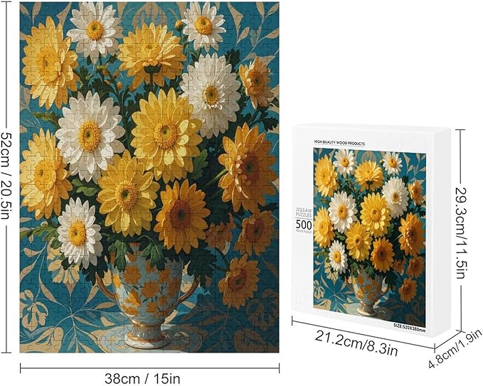 Jigsaw Puzzles for Adults 500 Piece - Chrysanthemum Themed Wooden Puzzles，Puzzle Games Challenge Puzzles，Educational Games，Family Puzzles，Unique Gifts for Wall Art