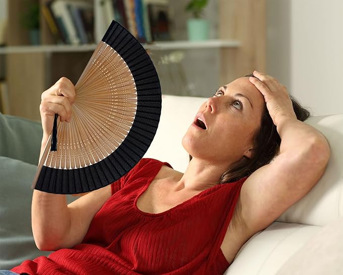 Hand Held Fan for Women Foldable, Chinese Japanese Vintage Bamboo Silk Folding Fans Hand Fan for Dance Music Festival Wedding Church Decoration (Sexy Bamboo)