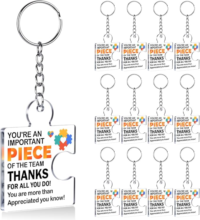 Team Appreciation Gifts for Employee Coworker Staff Bulk, Teamwork Thank You Gift Set Puzzle Piece Acrylic Keychains
