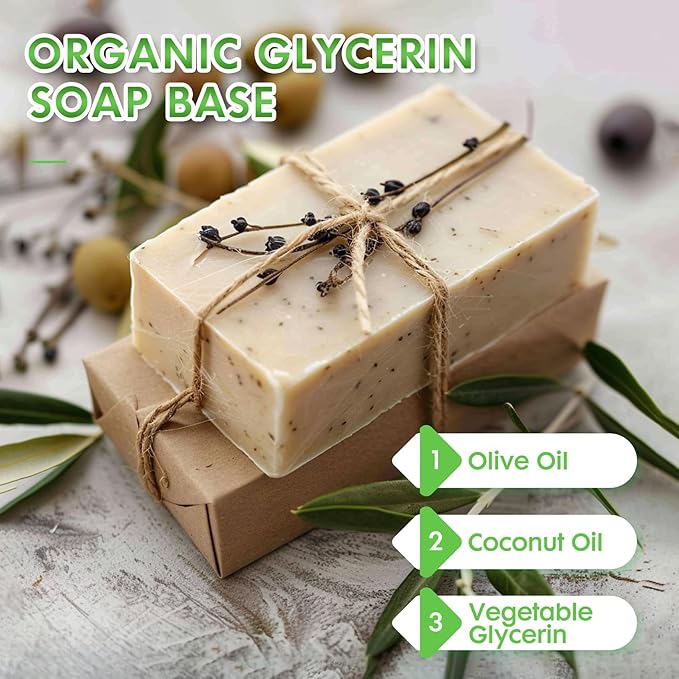 EDSRDRUS 2 LB Glycerin Soap Base Pre-Cut Moisturizing Natural Base Melt and Pour DIY Handmade for Crafting Soap Making