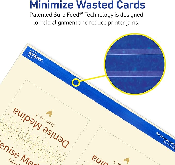Avery Printable Tent Cards with Sure Feed Technology, 2" x 3.5", Ivory, 160 Blank Place Cards for Laser or Inkjet Printers (5913)