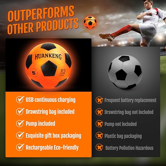 Upgrade Rechargeable Glow in The Dark Ball Toys Birthday Gifts for 6 7 8 9 10 11 12 13 14 15 Year Old Boys, Sports and Outdoors Light Up Ball Games for Teen, Kids Boys Toy Stuff Ages 6-15