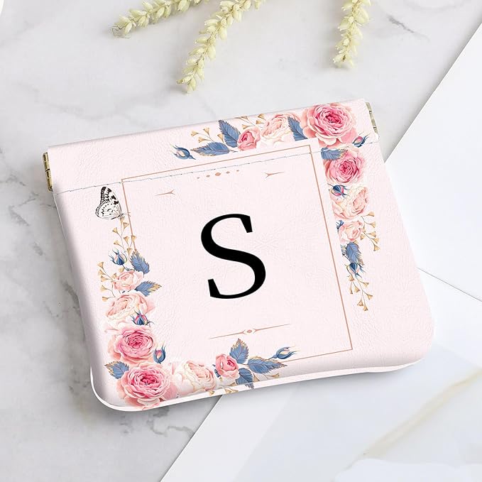 2Pcs Initial Letter PU Leather Small Squeeze Coin Purse Pouch Mini coin Bag Unique And Cute Wallet Cosmetic Bags For Women Girls Men Change Bag Letter S
