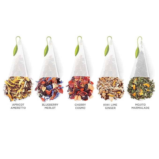 Tea Forte Premium Petite Presentation Box Gift Set Sampler, 10 Count, 2 of Each Blend Individually Wrapped Handcrafted Pyramid Infuser Bags, Herbal Retreat Tea