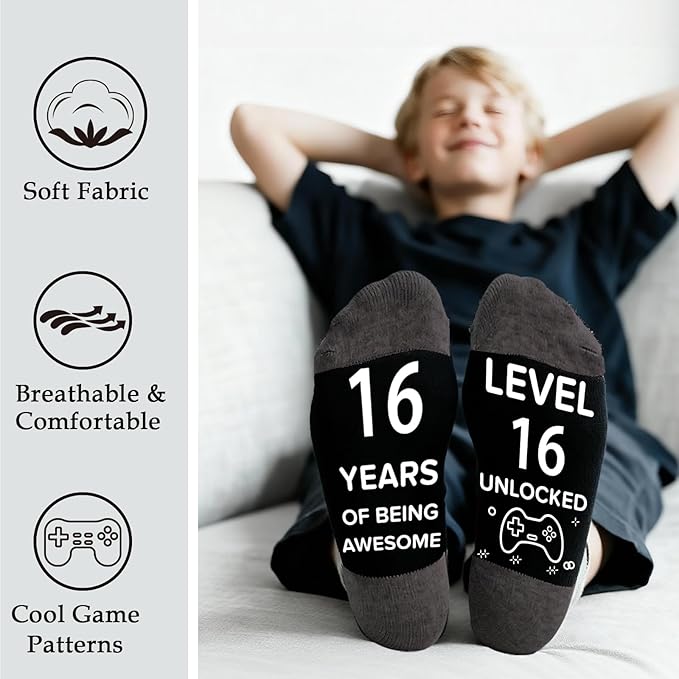 16th Birthday Gifts For Boys,16 Year Old Boy Birthday Gifts Ideas with 12 Oz Tumbler, Funny Socks,Birthday Card, Bracelet, Keychain,Coolest Gifts for Boys Son Grandson Nephew Friend Birthday