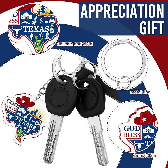 50 Pcs Texas Souvenirs Acrylic Keychain Gifts Bulk United State Keychain Boots Love Buffalo Skull Hand Travel Souvenir