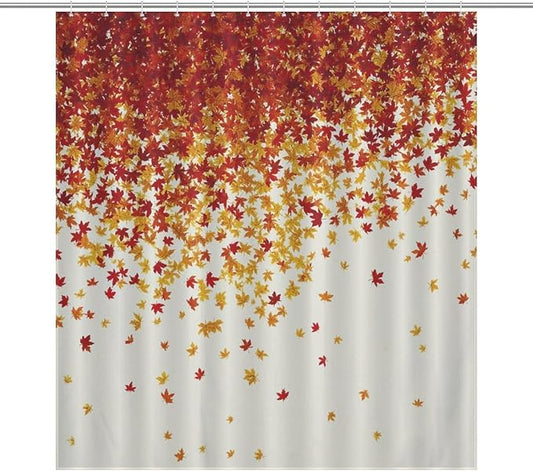 Fall Autumn Shower Curtain Maple Leaves Orange Red Leaf Harvest Waterproof Washable Fabric Bathroom Shower Curtains for Bathroom Decorations Home Indoor Decor 64x72Inch
