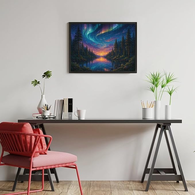 The Quiet Night Forest 500-Piece Wooden Jigsaw Puzzle, Tranquil Nature Scene, Mindful Relaxation, Stress-Relief Puzzle, Adult Puzzle Hobby, Winter Night Decoration