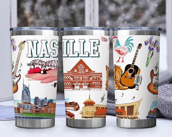 City Tumbler for City Lover,20oz Double Wall Vacuum Insulated Stainless Steel Coffee Cups (Nashville)
