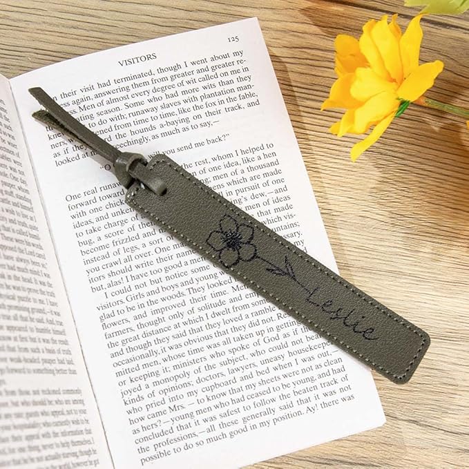 Handcrafted Birthday Flower Bookmark Personalized with Name Book Markers Customizable Gift for 21st Birthday Gifts for Women PU Leather Crafted Bookmarks for Women Book Lovers Personalized Bookmark