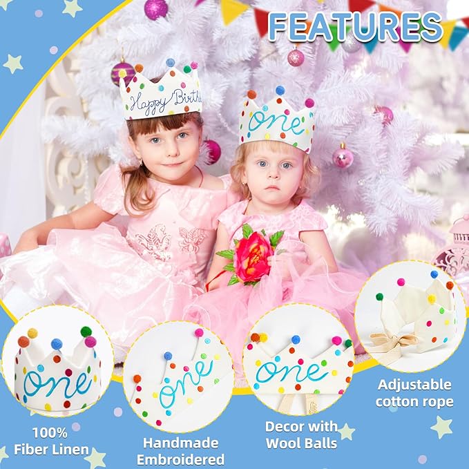 Personalized Hand Embroidered Crown, Customed Birthday Crowns for Kids Birthdays Party, Fit All Ages