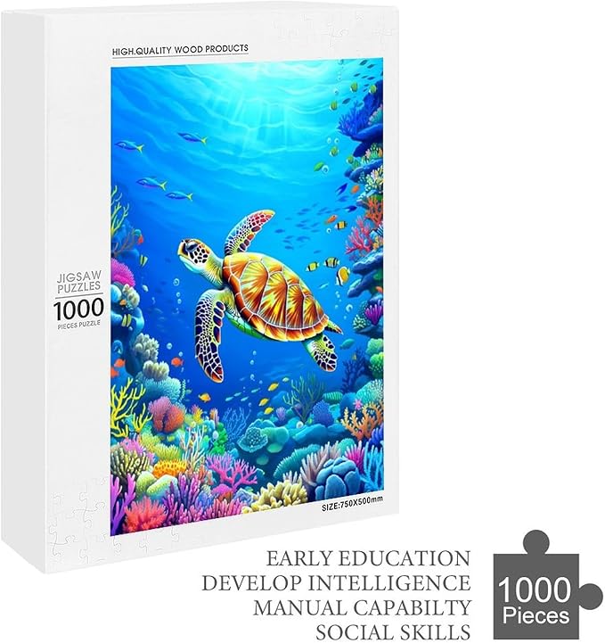 Jigsaw Puzzles for Adults 1000 Piece - Sea Turtle Wooden Puzzle，Puzzle Games， Stress Relief Games，Funny Puzzles，Unique Gifts for Wall Art ，Family Puzzles，Educational Games