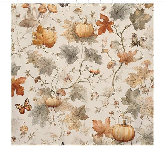 Fall Pumpkin Autumn Thanksgiving Shower Curtain Waterproof Washable Fabric Bathroom Shower Curtains for Bathroom Decorations Home Indoor Decor 72x72Inch