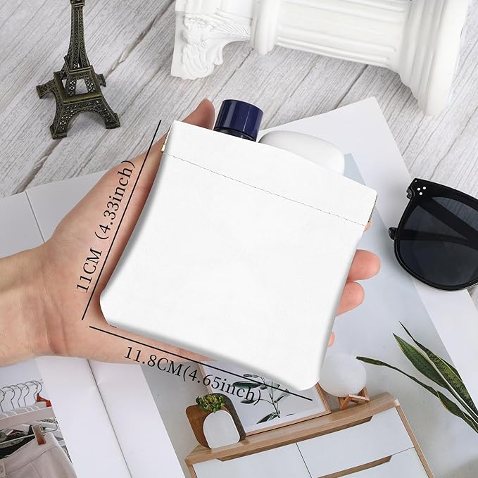 2Pcs PU Leather Small Squeeze Coin Purse Pouch Mini coin Bag Unique And Cute Wallet Cosmetic Bags Change Bag For Women Girls Men （White and pink