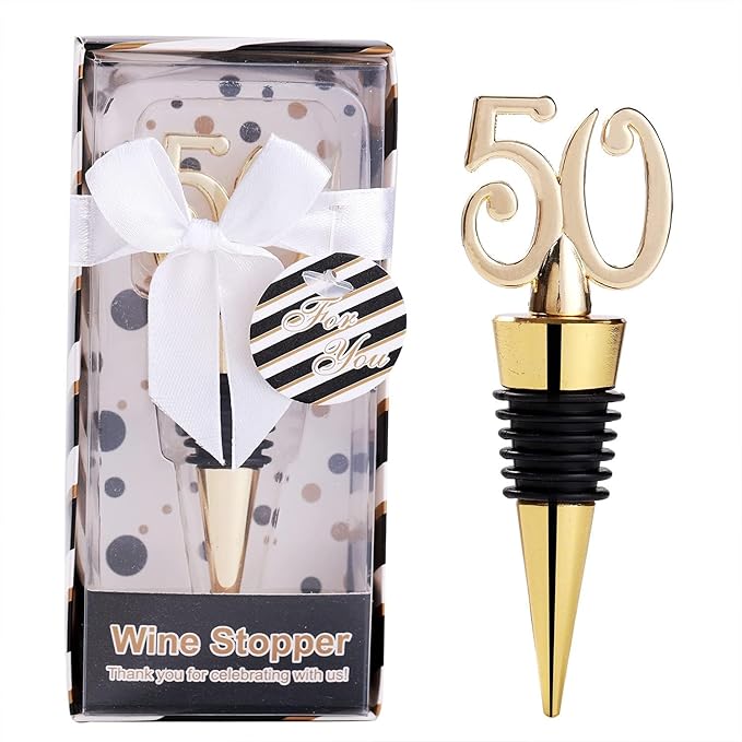 12pcs Latest 50th Birthday Party Favors Wine Stoppers for 50th Wedding Anniversary Party Gifts 50th Birthday Party Gifts Souvenirs Decorations for Guests(12,50th Stopper)