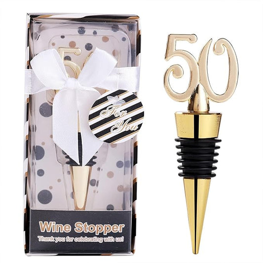 12pcs Latest 50th Birthday Party Favors Wine Stoppers for 50th Wedding Anniversary Party Gifts 50th Birthday Party Gifts Souvenirs Decorations for Guests(12,50th Stopper)