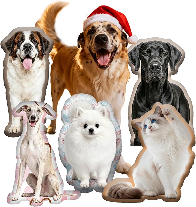 Custom Pillow - Personalized Face Pillow with Picture for Pet Dog Cat - Customized Stuffed Animal Photo Pillows Fathers Day Memorial Gifts - Double Sided Print, 11 Sizes (14 inch)