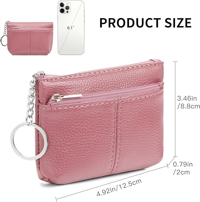SENDEFN Leather Coin Purse for Women Small KeyChain Change Pouch Credit Card Holder