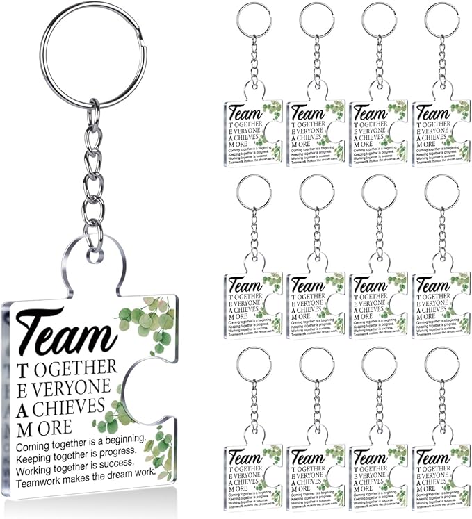 Team Appreciation Gifts for Employee Coworker Staff Bulk, Teamwork Thank You Gift Set Puzzle Piece Acrylic Keychains
