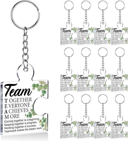 Team Appreciation Gifts for Employee Coworker Staff Bulk, Teamwork Thank You Gift Set Puzzle Piece Acrylic Keychains