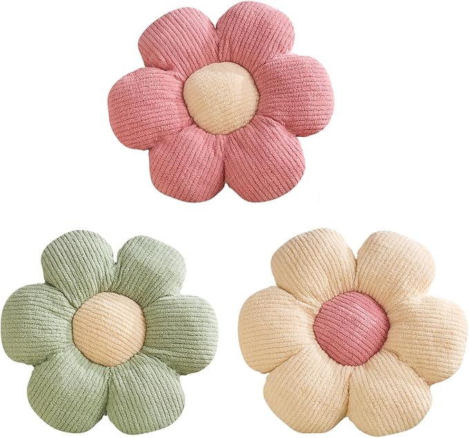 3 Pcs Flower Pillow Flowers Shaped Cushion Decorative Daisy Pillow for Bed Cute Throw Pillow Flower Floor Pillow Soft Seat Cushion 15.7"