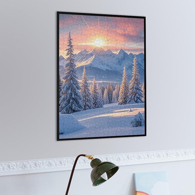 Funny Wooden Puzzle - Golden Winter Puzzle for Adult 500 Piece，Wooden Jigsaw Puzzles Art Leisure Game Fun Suitable Family Friends Educational Learning Games Gift