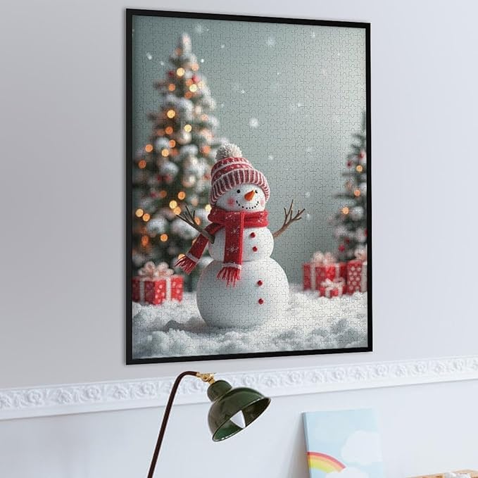 Wooden Puzzles for Adults 1000 Pieces, Christmas Winter Snowman, Each Piece is Unique and Perfectly Put Together, are Special Home Decorations, Fun Puzzles, Party Games, Family Toys
