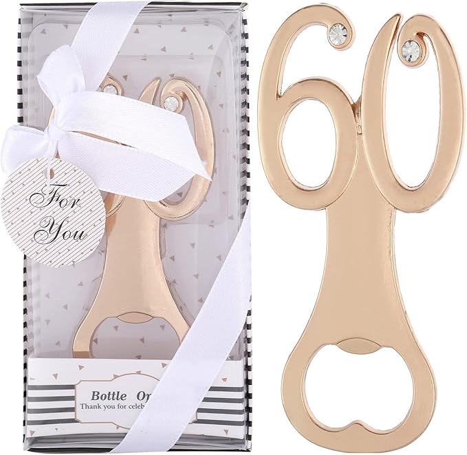 24 Pack Creative Bottle Openers for 60th Birthday Party Favors 60th Wedding Party 60th Birthday Party Souvenirs Decorations for Guests (60th)