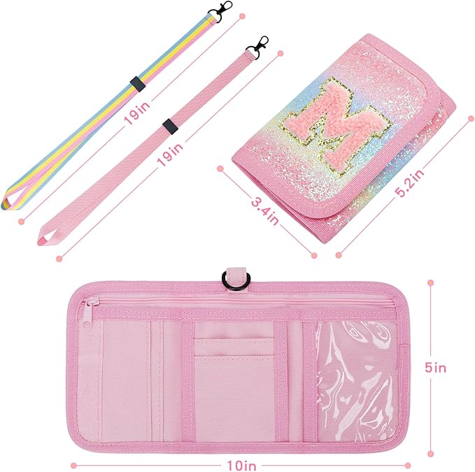 Gifts for Girls 3 4 5 6 7 8 9 10 11 12 Years Old Kids Wallet Cute Initial Coin Purse Toddler Wallet with Magic Sticker (Shiny Rainbow, M)