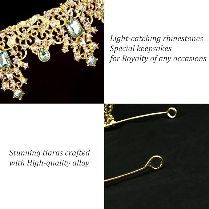 Didder Green Gold Princess Tiaras and Crowns for Women and Girls Birthday Tiara Crown Halloween Costume Party Prom