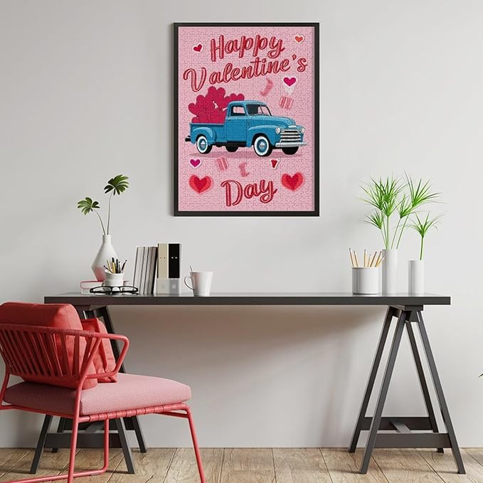 Wooden Puzzle - Happy Valentine's Day Jigsaw Puzzles，Wooden Puzzles for Adults 500 Pieces Challenge Puzzles，Educational Games，Family Puzzles，Unique Gifts for Wall Art