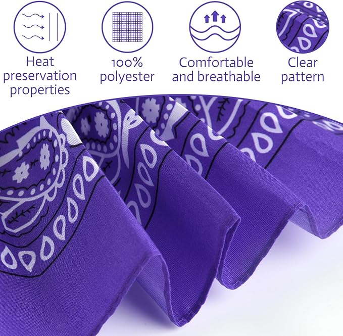 PLULON 30 Pack Bandanas for Men Women, Polyester Novelty Paisley Pattern Bandana Headbands Wristband Neckerchief Cowboy