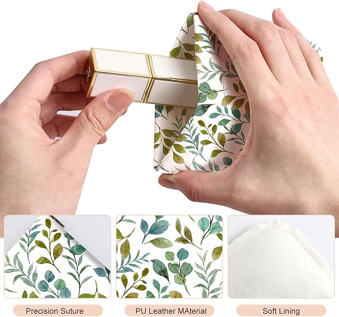 2Pcs PU Leather Small Squeeze Coin Purse Pouch Mini coin Bag Unique And Cute Wallet Cosmetic Bags Change Bag For Women Girls Men （Green Leaf