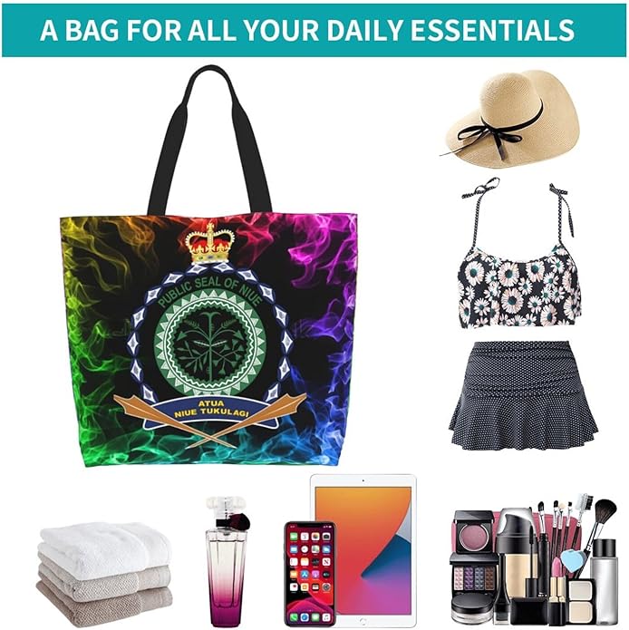 Niue National Emblem Large Reusable Eco-friendly Shopping Bags Portable Storage Handbag