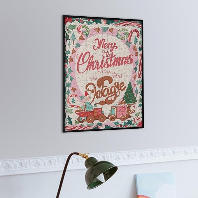 Wooden Puzzle - Christmas Gingerbread Express Train Jigsaw Puzzles，Wooden Puzzles for Adults 300 Pieces Unique Gifts for Wall Art，Challenge Puzzles，Educational Games，Family Puzzles