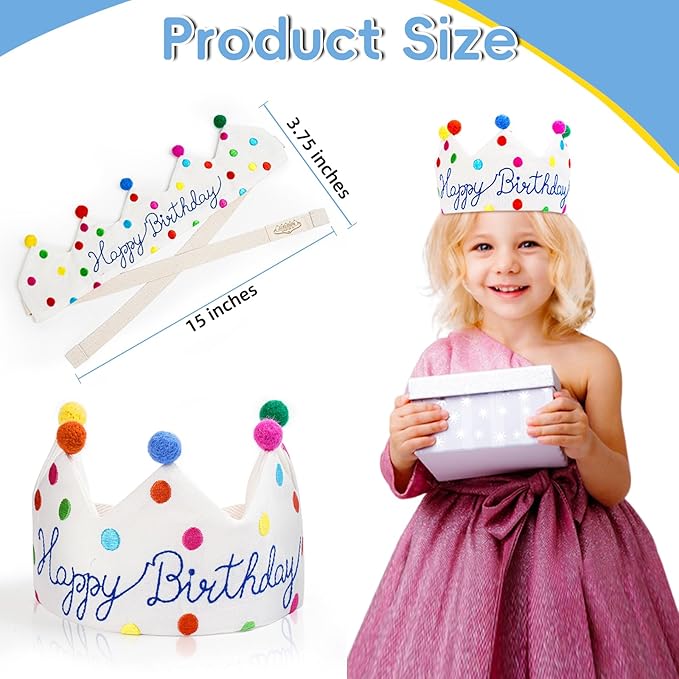 Personalized Hand Embroidered Crown, Customed Birthday Crowns for Kids Birthdays Party, Fit All Ages