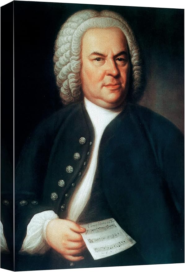 wall26 Canvas Print Wall Art Portrait of Johann Sebastian Bach People Pop Culture Historical Realism Famous Closeup Colorful Multicolor Classical for Living Room, Bedroom, Office - 16"x24"