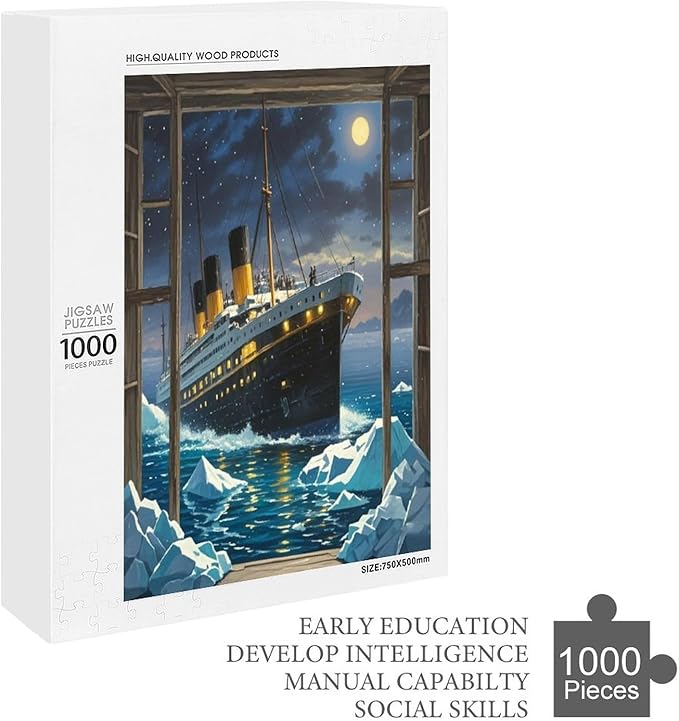 Puzzles for Adults 1000 Pieces Wooden Jigsaw Puzzle - Silent Ship Theme Puzzle，Party Games，Family Toys，Educational Puzzles，Stress Relief Wooden Puzzle，Gifts for Family，Colleagues and Friends