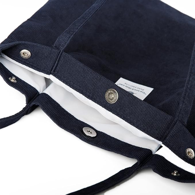 Corduroy Tote Bag Cute Tote Bags for Women Shoulder Bag with Inner Pocket for Work Beach Travel and Shopping Grocery