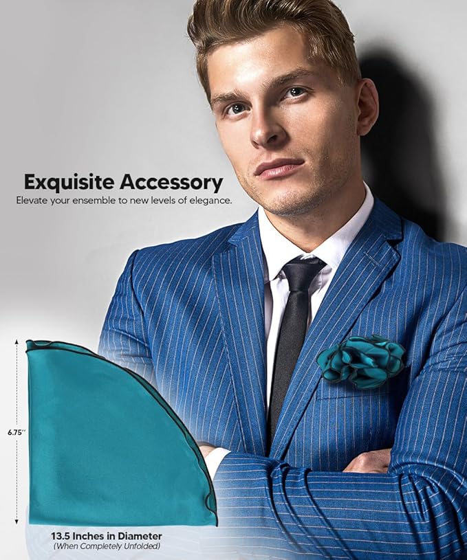 Premium Pre-Folded Four-Point Suit Pocket Square for Men with Sewn Pocket Fold