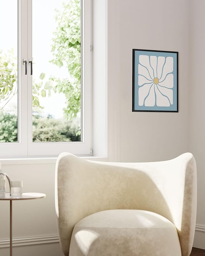HAUS AND HUES Blue Aesthetic Daisy Artwork - Indie Posters for Room Aesthetic, Blue Posters for Room Aesthetic Posters, Indie Kid Room Posters, Trendy Posters, Danish Pastel Decor (Unframed, 12x16)