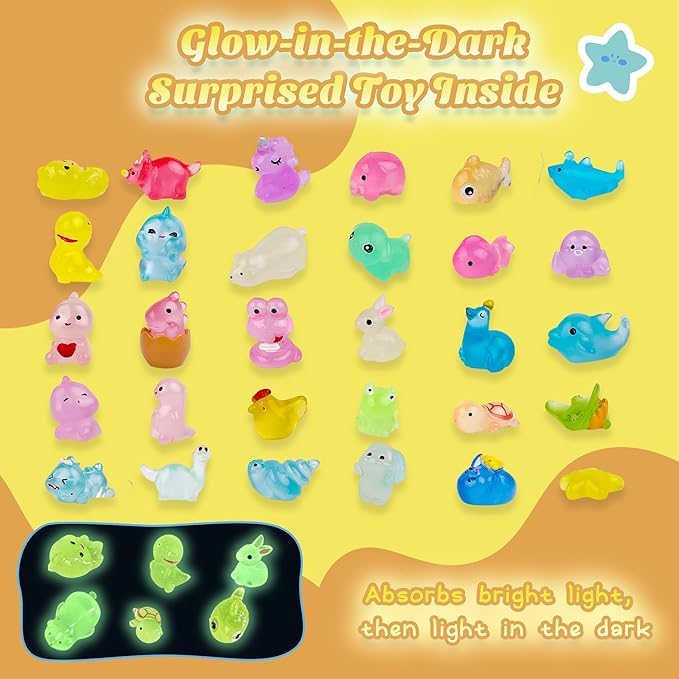 Bath Bombs for Kids with Toy Inside, 30 PCS Natrual and Organic Bubble Bath Bombs with Glow-in-The-Dark Surprise Inside, Perfect Handmade Birthday, Party, for Boys and Girls.