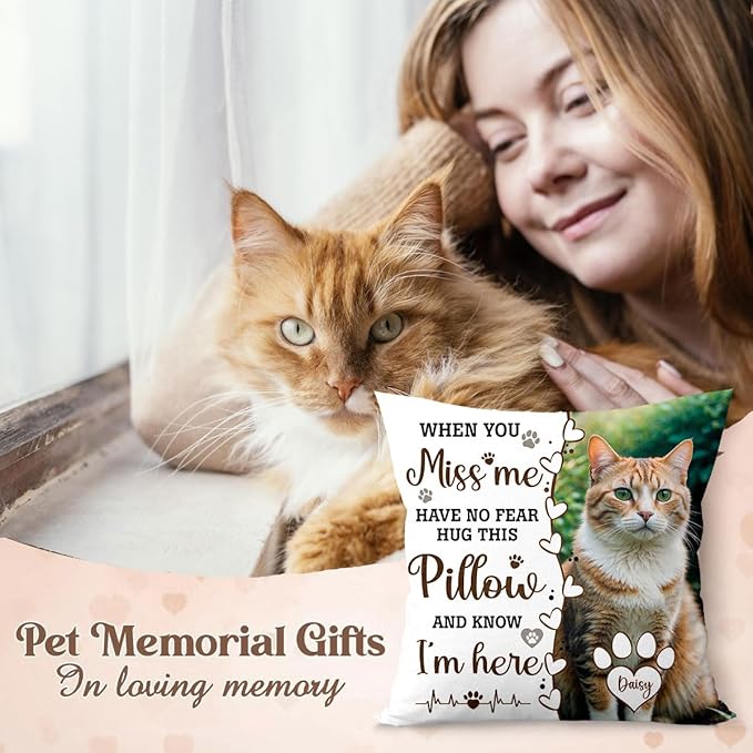 Custom Pet Memorial Throw Pillow (Insert Included), Pet Memorial Gifts, Cat Memorial Gifts For Loss Of Cat, Cat Memorial Pillow, Pet Remembrance Gifts, Pet Memorial Gifts Cat, Lost Pet Memorial Gift