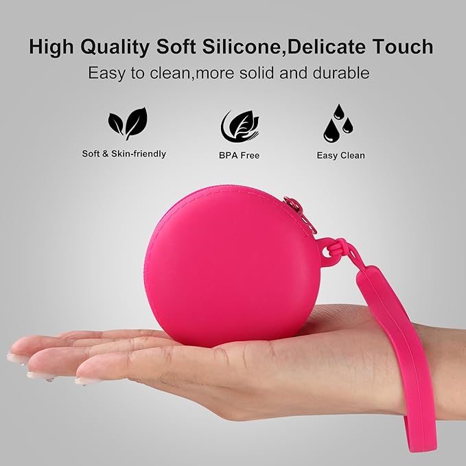 Coin Purse for Women – Silicone Small Coin Pouch with Kiss Lock for Coins, Keys, Lipstick, and Earphones – Mini Cute Change Purse for Daily Life, Cars, Travel, Party (Wristlet/Rose Red)