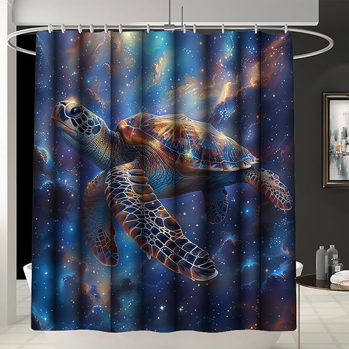 Sea Turtle Shower Curtain - 4 Pcs Kids Bathroom Set Under The Sea Shower Curtain Turtle Shower Curtains for Bathroom Sea Turtle Themed Bathroom Decor with Rug,Toilet Cover and Bath Mat with 12 Hooks