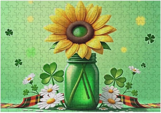 Wooden Puzzle - St Patrick's Day Gnome Wooden Puzzles for Adults 300 Pieces Challenge Puzzles，Educational Games，Family Puzzles，Unique Gifts for Wall Art ，Funny Puzzles