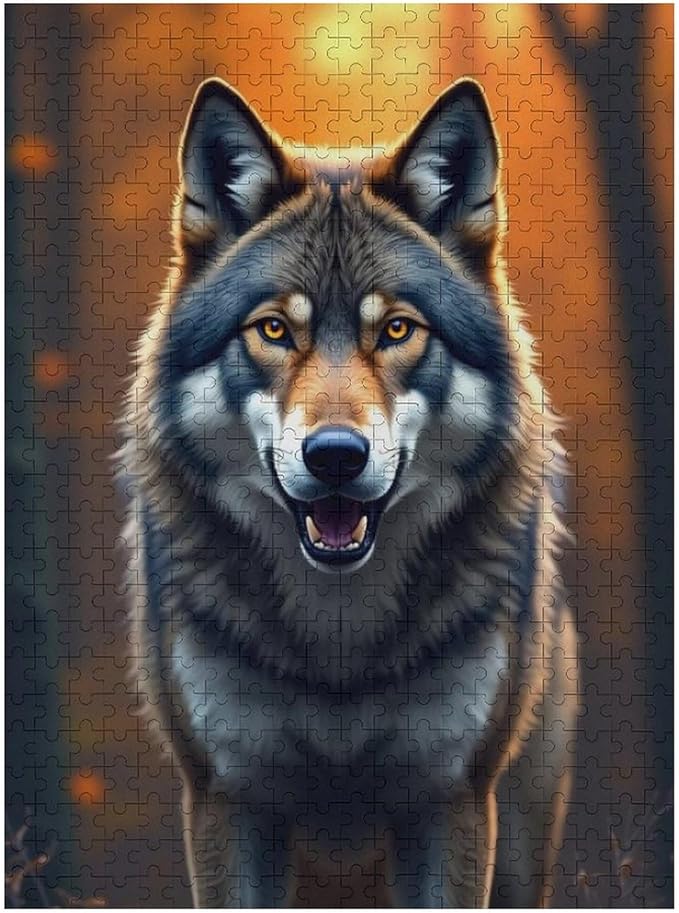 Puzzles for Adults 500 Pieces Wooden Jigsaw Puzzle - King of Wolves Theme Puzzle，Party Games，Family Toys，Educational Puzzles，Stress Relief Wooden Puzzle，Gifts for Family，Colleagues and Friends