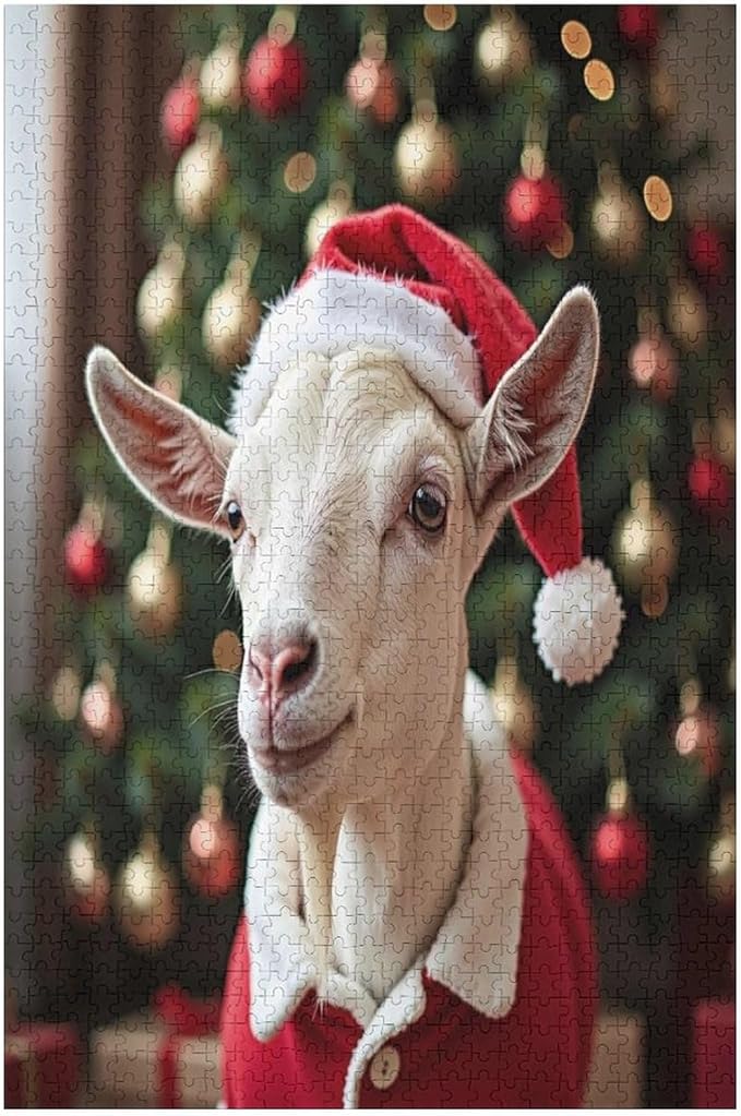 Christmas Sweater Goat Wooden Puzzle 1000 Pieces Jigsaw Puzzles for Adults Puzzle Educational Toys Challenging Fun Games Gifts for Elders Kids Family and Friends