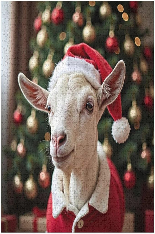 Christmas Sweater Goat Wooden Puzzle 1000 Pieces Jigsaw Puzzles for Adults Puzzle Educational Toys Challenging Fun Games Gifts for Elders Kids Family and Friends